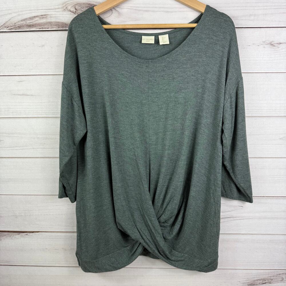 St Tropez West Women's Quarter Sleeve Twist Tie Top Size Large